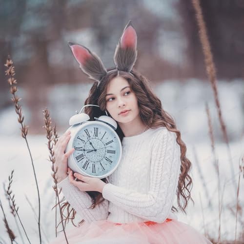 1 Pcs Gray Fluffy Easter Bunny Ears Headband Lovely Rabbit Ears Hair Hoop Bunny Hair Band Easter Hair Accessories for Halloween Holiday Makeup Party Cosplay Decoration