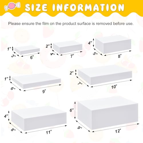 Leinuosen 7 Pcs Large Buffet Risers Set 6" to 12" Rectangle Acrylic Display Box Catering Dessert Table Riser Food Display Decorative Stand with Hollow Bottom for Catering Supplies(White) - color: White, size: 6" to 12", style: Rectangle