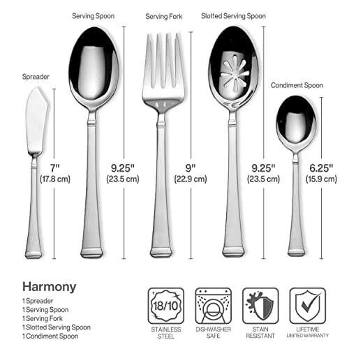 Mikasa Harmony 65-Piece 18/10 Stainless Steel Flatware Set, Service for 12, Polished Silverware with Serving Utensils, Dishwasher Safe - size: 65 Piece Set, style: Harmony