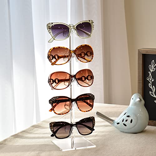 MOOCA 2 Pcs Set Premium Acrylic Sunglass Organizer, Glasses Holder, Sunglass Holder, Glasses Stand, Eye Glass Holder, 5 Frames for Each - color: 5 Frame Stand, 2 pcs