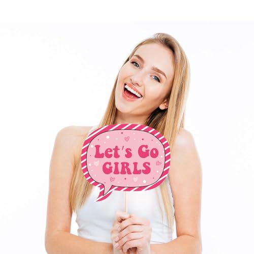 25Pcs Cowgirl Bachelorette Photo Props - Lets Go Girls Bachelorette Decorations for Last Rodeo Cowgirl Bachelorette Party Supplies