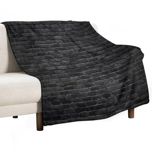 Black Brick Wall Throw Blanket Stone Wall Print Gothic Modern City Building Vintage Blanket for Sofa Bed Couch Chair Or Dorm 30"x40" - color: Style-2, size: 30"x40"