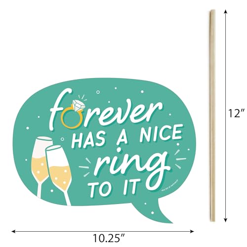 Photo Booth Props Kit for Engagement Party - 10-Piece Speech Bubble and Arrow Set, Premium Cardstock Photo Props with Assembly Sticks - Colorful - color: Just Engaged - Colorful