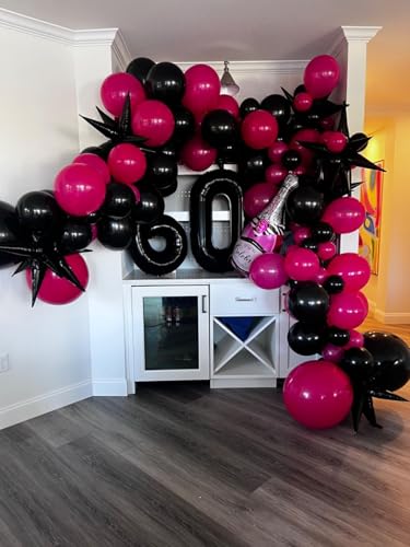 Black Star Balloons, 22 Inch Black Foil Explosion Star Balloons, Large Spike star Cone balloons for Birthday Anniversary Graduation Halloween Party Decorations Backdrops - color: Black