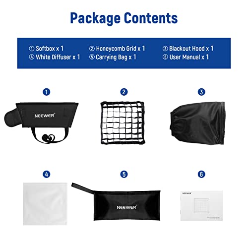 NEEWER 12.2"x11.4" Foldable Softbox Diffuser with Grid and Bag for NL660/SNL660/RGB660/RGB660 Pro/RGB660 PRO II LED Video Light Panel, Studio Photo Portrait Photography YouTube Video Soft Lighting - style: Softbox