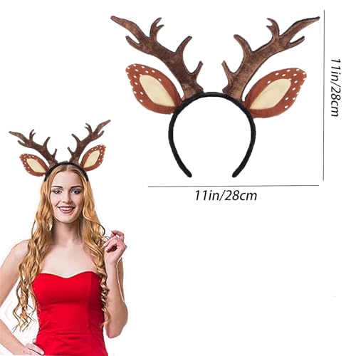 4 Pack Deer Antler Headbands Deer Costume Women's Fawn Horn Headband Reindeer Headband with Antler Ears Animal Cosplay Costume for Halloween Christmas Party Favors