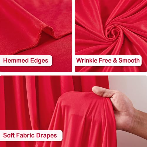 2 Panels Red Backdrop Curtains - Wrinkle Free Fabric Backdrop Curtain for Photoshoot, 10FT Wedding Party Photo Backdrop Drapes for Birthday Baby Shower Photography Stage Background Decorations - color: Red, size: W4' x H10'(2 panels)