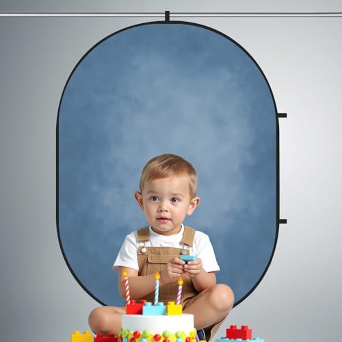 Kate 5x6.5ft(1.5x2m) Collapsible Backdrop Grey Blue Collapsible Twist Flex Folding Pop up Backgrounds for Photoshoot, Headshots Photo, Video Calls