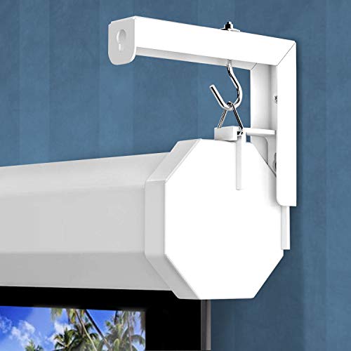 Mount-It! Projector Screen Wall Mount L-Brackets - Wall Hanging Bracket For Home Projector and Movie Screens, 6 inch Adjustable Mounting Hooks for Projection Screen, 1 Pair, White, 66 Lb Capacity Each - color: White, size: 6 Inch
