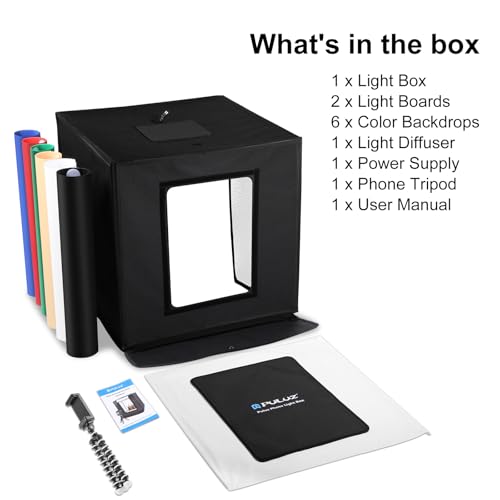 PULUZ Light Box Photography, 24x24 inch Large Photo Studio Light Box, Professional Dimmable Photo Booth with 120 LED Lights & 6 Backdrops for Jewelry and Food Items Product Photography - size: 24*24 Inch