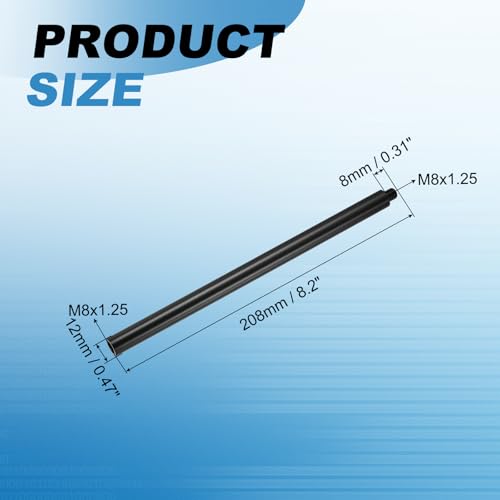 PATIKIL 8.2" Metal Extension Rod, 2 Pcs M8x1.25 Female to Male Thread 0.47" Aluminum Alloy Lightweight Stabilizer Accessory Mount Tripod Extender Tube for Tripod DSLR Action Cameras, Black - color: Black, size: M8x1.25, 8.2" Length, 0.47" Rod