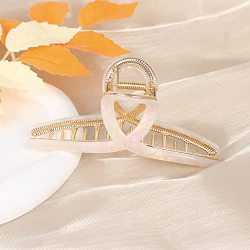 Big Hair Claw Clips Butterfly Hair Clips for Women 4.7" Large Acetate Metal Hair Claw Clip for Girls Hair Accessories for Long Thick Hair (Pearly White) - color: pearly white07
