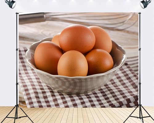 Trykid 15x8ft Farm Fresh Eggs Kitchen Backdrop Brown Poultry Produce Photography Background Baking Cooking Farmhouse Themed Party Decoration Tapestry Photo Booth Prop Fabric - size: 15x8ft