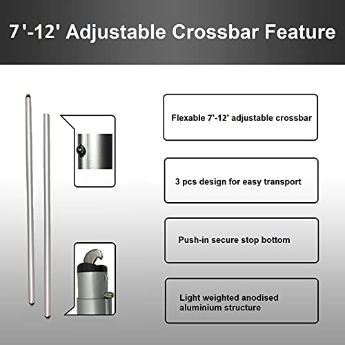 Pipe and Drape Backdrop Photobooth Wedding Party Convention Tradeshow Kit Framework ONLY (Cross Bar 7'-12') - size: Cross Bar 7'-12'
