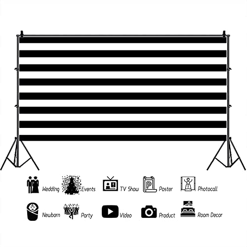 AOFOTO 20x10ft Black and White Striped Backdrop Baby Adult Birthday Party Decoration Wedding Photography Background Cloth Kids Girl Boy Portrait Photo Studio Props Baby Shower Banner Vinyl Wallpaper - size: 20x10ft