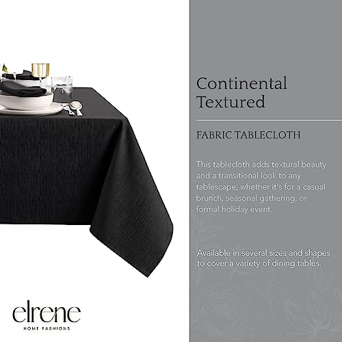 Elrene Home Fashions Continental Solid Texture Water, Stain & Wrinkle Resistant Tablecloth, 52"X52" Square, Black - color: Black, size: 52" x 52" (Square)