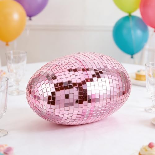 Levemolo Mirror Easter Egg: Mirror Disco Easter Egg Decoration for Garden Wedding - 8.7X6.7X5.5 Large Reflective Disco Ball Photo Prop for Tabletop Centerpiece, Pink - color: Pink