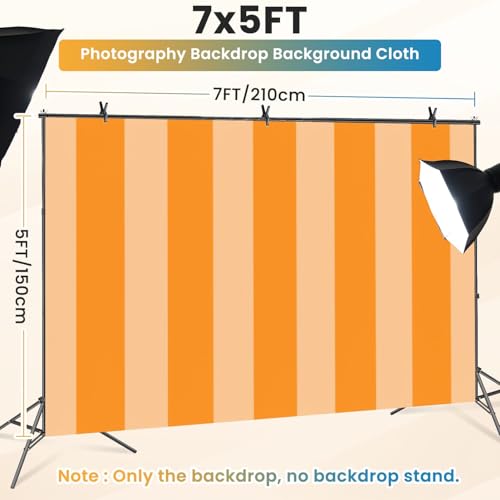 5x7ft Photography Backdrop Orange Peach Vertical Stripe Abstract Design Photo Backdrop Photography Background for Photoshoot Portrait Video Party Photo Studio Prop Booth - color: Color6