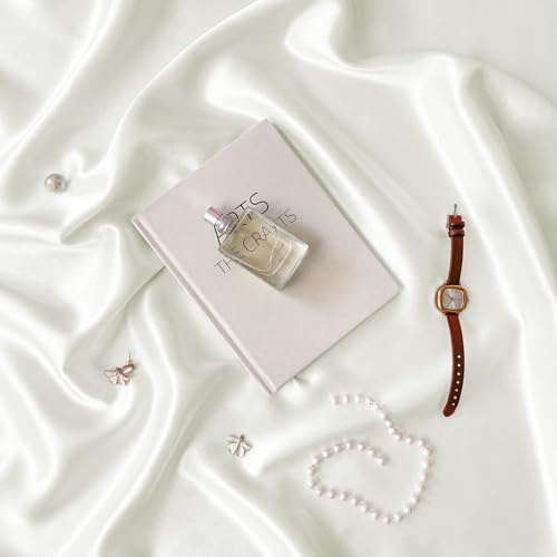 RUDONG M Satin Photography Backdrop 3.3x2.5ft - Wrinkle-Free Silky Fabric Background for Jewelry/Cosmetics/Flat Lay/Studio, White Backdrop Cloth (100x75cm) - color: White