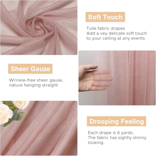 Wokceer Wedding Arch Draping Fabric 28.7"" x 20FT Dusty Rose Drapes Sheer Fabric Backdrop Arch Draping Fabric for Wedding Ceremony Birthday Party Bridal Shower Decoration, 1 Panel - color: Dusty Rose, size: 1 Panel