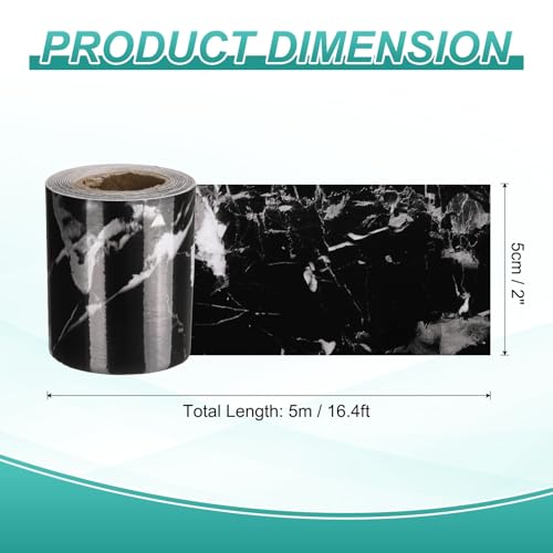 HARFINGTON Wood Grain Wallpaper Border 2" x 16.4ft PVC Self-Adhesive Textured Frame Sticker Waterproof Wall Decorative Wallpaper for Floor Door Table Cabinets Desk, Black White - color: Black/White, size: 2" x 16.4ft