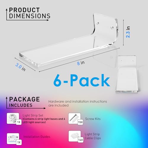 OAPRIRE LED Acrylic Floating Shoe Display 6-Pack | Remote & App Control, 60,000+ RGB Colors, 213 Modes, Music Sync Color Changing, USB Powered, Perfect for Shoe Sizes 6-13 - size: APP Control of Light