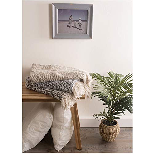DII Rustic Farmhouse Double Diamond Woven Throw, 50x60, French Blue - color: French Blue