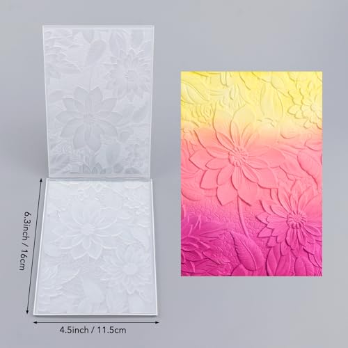 Briartw 3D Embossing Folder for Card Making Adding Textured Detail to Paper Crafting 6.3x4.5inch Clear Texture Plate Perfect for Heavyweight Cardstock (≥250gsm/92lb),Blooming Flowers Texture Template - color: Blooming Flowers