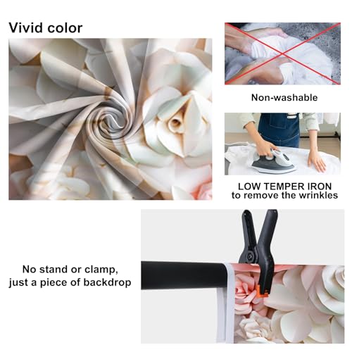 9x6ft Pink and White Paper Flowers Background Photography Backdrop Paper Flower Wall Gorgeous Wedding Flower Backdrops Beautiful Bride Baby Newborn Kids Background Props Portraits Booth - size: 9x6ft