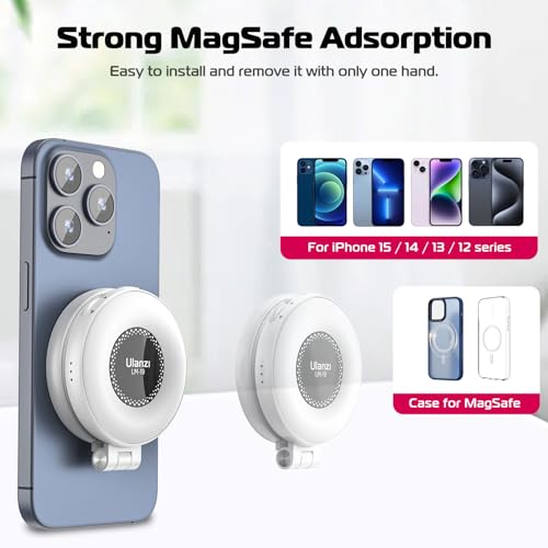 ULANZI Magnetic Selfie Light White, LED Fill Light Compatible with Magsafe, LED Selfie Ring Light Included Sticky Ring for Phones, for Selfies/Photography/TikTok/Zoom Calls/Video Recording - color: White