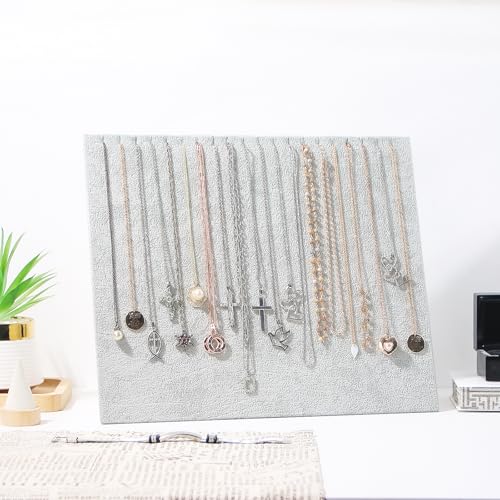 20 Slots Big Necklace Display Board for Selling, Velvet Necklace Jewelry Organizer Stand for Shop Store, Necklace Hanger Holder Rack for Show (3pc Grey) - color: Grey, size: 3PC