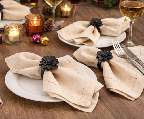 Linen Flax Cotton Cloth Dinner Napkins Set of 72-18x18 Natural Fabric with Hemstitched Mitered Corners - Machine Washable Wedding, Cocktail & Party Table Napkins - Natural - color: Natural, size: 18" x 18" (Set of 72)