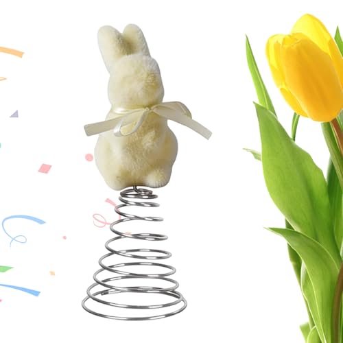 Easter Tree Topper Bunny,Spring Festival Moss Rabbit Ornament | Flocking Bunny Topper | for Home Farmhouse Party Mantel Cabinet Porch Basket Gathering Celebration - color: Yellow