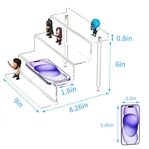 NIUBEE Acrylic Riser Display Shelf, Clear Display Stand for Amiibo Funko POP Figures,4 Tier Cupcakes Stand Perfume Organizer and Storage (9 Inch Small) - size: 9 Inch