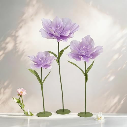 5.3 Ft Large EVA Artificial Flowers, Giant Flowers Decoration with Standing, Big Handcrafted Flowers for Party Banquet Decor, Home, Garden, Wedding, Window Display, Photography Props - color: D Pale Purple