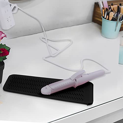 2PCS Silicone Heat Resistant Mat Pouch for Hair Straightener, Curling Iron, Flat Iron and Hot Hair Tools Black - color: Black, size: 2 Pack