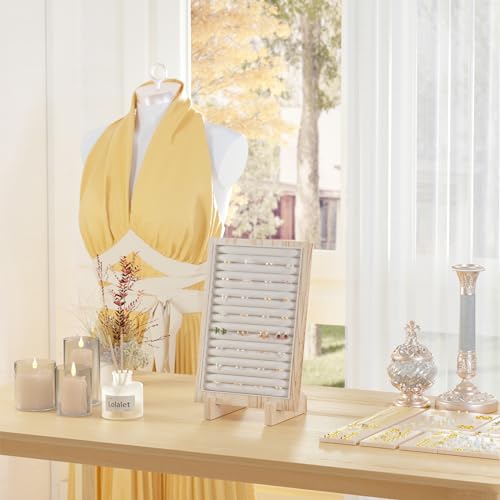 Lolalet Wooden Jewelry Display Series, Necklace Bracelets Earrings Rings Jewelries Stand Freestanding Natural Wood Holder Rack for Selling Vendor Store -1 Pack, Ring - color: Ring