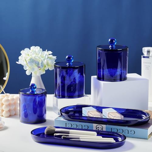SheeChung Acrylic Vanity Tray, 2 Pack, 9.65 in x 4.5 in x 0.79 in, Catchall Tray, Countertop Sink Tray Dispenser, Sturdy Holder for Cabinet, Shelf, Cupboard, or Closet Organization (Blue) - color: Blue Acrylic, size: 2 Pack (9.65" x 4.5" x 0.79")