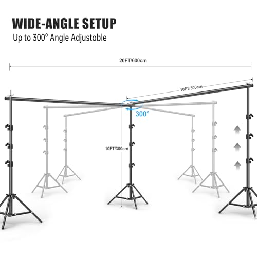 10x20FT Backdrop Support Stand for Photography,Adjustable Width & Length Backdrop Stand Background Support System Kit for Photo Video Studio Shooting, Party, Outdoor, Wedding - size: 10*20FT