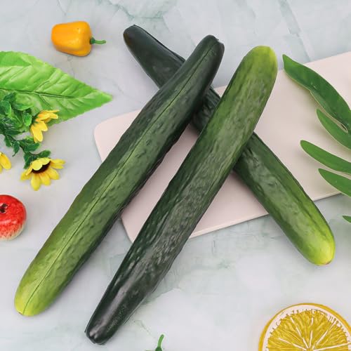 2pcs Artificial Cucumber Vegetable Decoration Faux Realistic Green Cucumber Fake Lifelike Ornament for Kitchen Simulation Home Party Christmas Harvest Food - color: 2-d