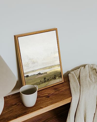 VIYYIEA Framed Canvas Wall Art Home Decor, Farmhouse Decor Rolling Valleys under Clear Skies Rustic Wall Painting, Vintage Art for Bedroom Office Living Room Decor, 9"x11" - color: A Hilly Landscape, size: 11"L x 9"W
