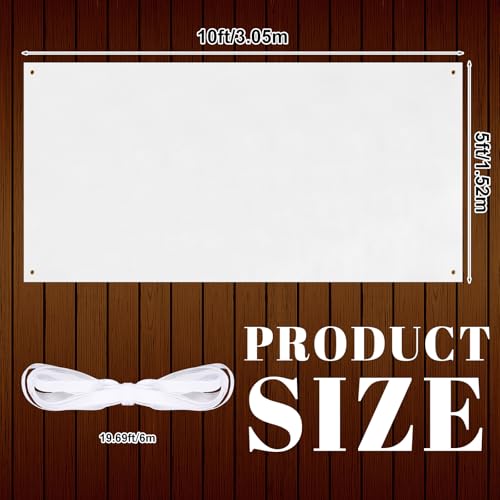 Zonon Large Blank Banners And Signs Polyester Oxford Cloth Sublimation Banner To Decorate With Hanging Rope For Indoor Wall Outdoor Easy to Hang DIY Signs For Business Office (White,5 x 10 Feet) - color: White, size: 5 x 10 Feet