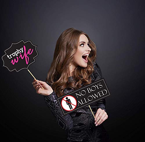 Bachelorette Photo Booth Props - 36 Pieces - Bride Tribe Bridal Shower Party Supplies and Gifts