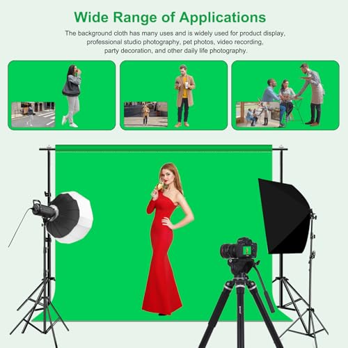 PULUZ Green Screen Backdrop with 4 Fixing Clip, 9.9 x 6.6 Ft Photography Chroma Key Greenscreen Background for Streaming Zoom, Live Streaming, Photo Video Studio - size: 9.9 x 6.6 Ft