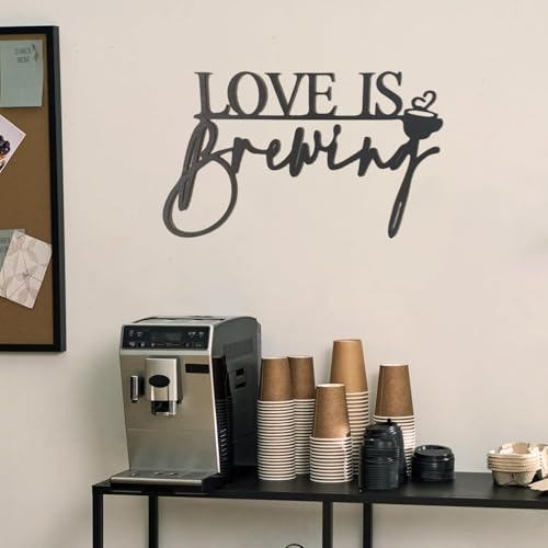 Love Is Brewing Wall Sign, for Wedding Bridal Shower Engagement Photography Background Fall in Love Bride Coffee Bar Party Supply for Coffee Lovers Wedding Shower Photo Props