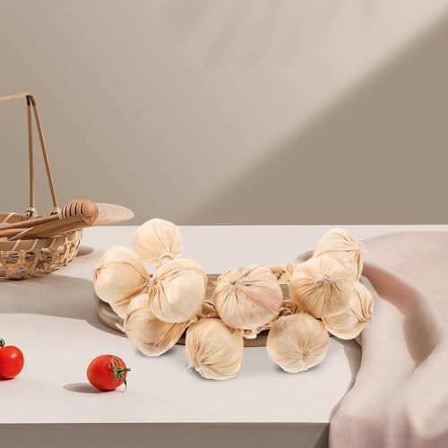 Cabilock Versatile Decorative Garlic Hanging Strings Realistic Fake Garlic Braid with Built Hanging Rope for Home Decor Photography Props and Lifelike Kitchen Decoration Garlic
