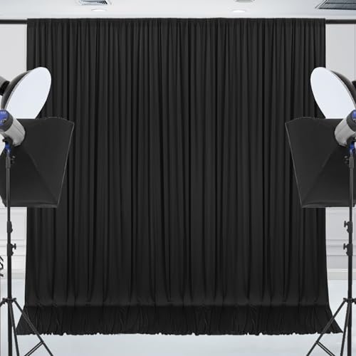 20x10ft Wrinkle Free Black Backdrop Curtain for Parties Soft Fabric Drapes Wedding Black Curtain Backdrop for Birthday Party Decorations Background for Photography 5x10ft, 4 Panels - color: Black, size: W5' X H10'(4 Panels)