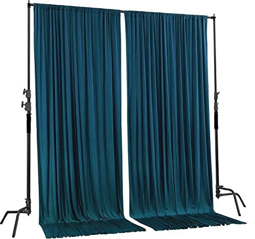 AK TRADING CO. 10 feet x 8 feet IFR Polyester Backdrop Drapes Curtains Panels with Rod Pockets - Wedding Ceremony Party Home Window Decorations - Dark Teal - color: Dark Teal, size: 10 ft x 8 ft