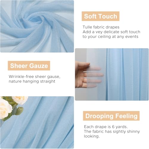 Wokceer Wedding Arch Draping Fabric 28.7" x 20FT Baby Blue Sheer Drapes Backdrop Arch Draping Fabric for Wedding Ceremony Birthday Party Bridal Shower Decoration - color: Baby Blue, size: 1 Panel