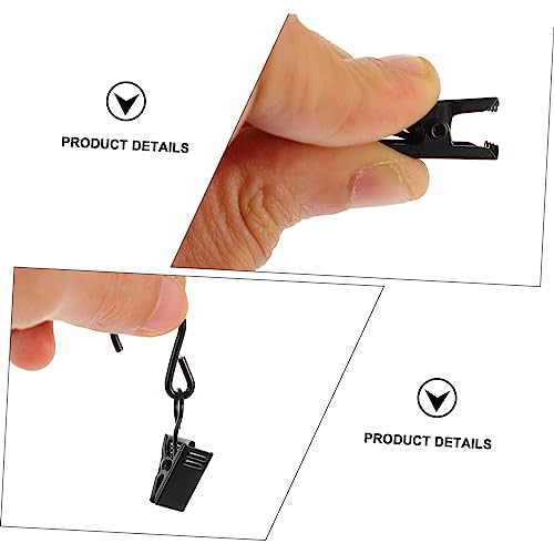 VALICLUD 50pcs S-Hook Curtain Clip Set Heavy Duty Metal Curtain Fixing Clamps Black Background Clips for Home Decor and Photography